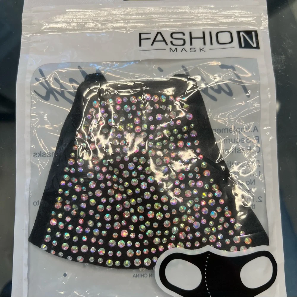 Black Sparkling Crystals Rhinestone Bling Adult Face Mask